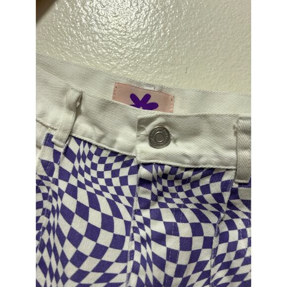 Lisa Says Gah Robyn Jeans Purple White Check High Rise Straight Leg Size 28 - Picture 4 of 8